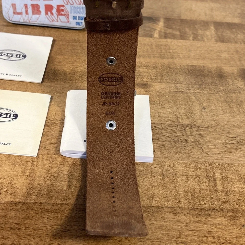 Fossil Men's Leather Banded Watch Brown JR-8801 W/ Box & Papers - Needs Battery